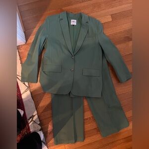Zara Suit- Muted Kelly-Green Jacket & Pants